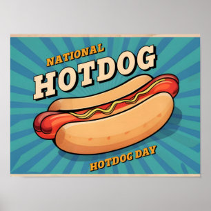 Retro-Hotdog-Illustration für den National Hotdog Poster