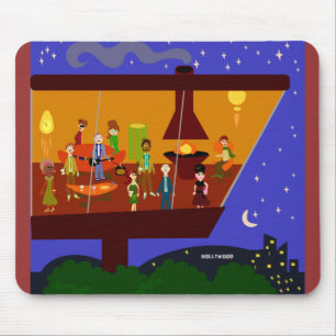 Retro House Party Fun Jet Set Design Mousepad