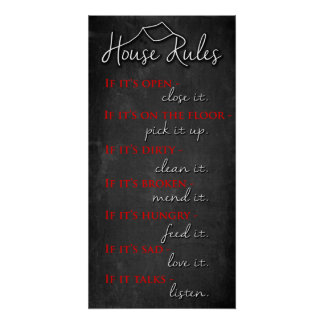 Retro House Rules of Kindness auf Chalkboard Poster