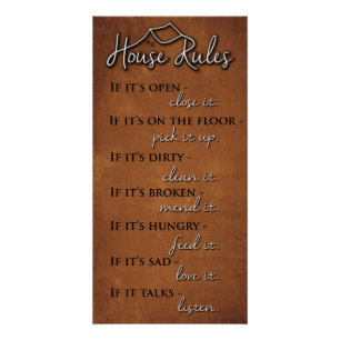 Retro House Rules of Kindness on Rusty Metal Poster