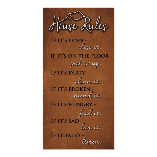 Retro House Rules of Kindness on Rusty Metal Poster (Vorderseite)