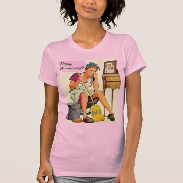 Retro Housefrau Jahrestag T-Shirt (Vorderseite)