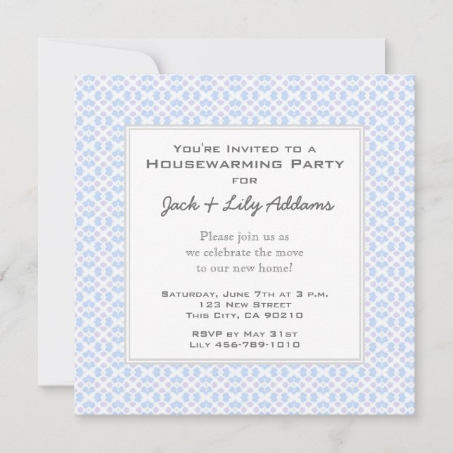 Retro Housewarming-Einladung - Blau Einladung (Vorderseite)