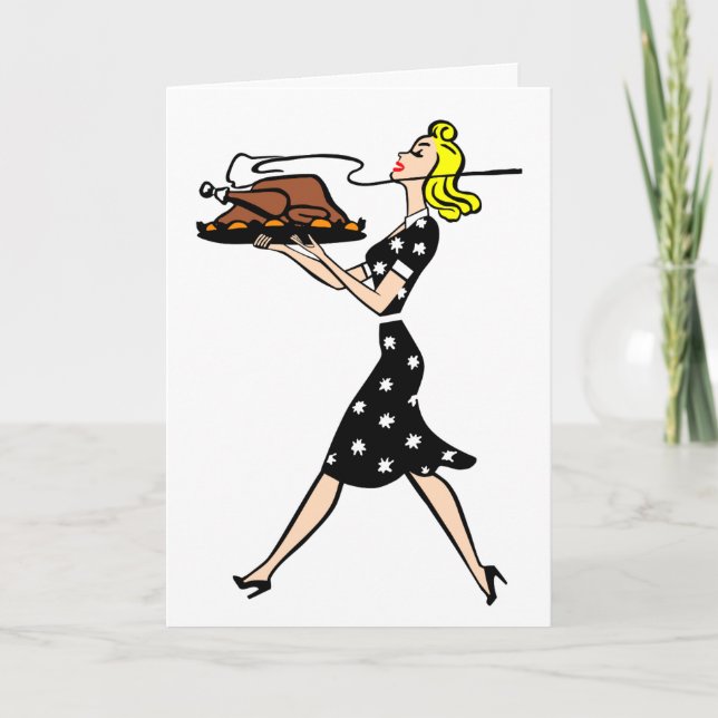 RETRO HOUSEWIFE ERNTEDANK CARDS KARTE (Vorderseite)
