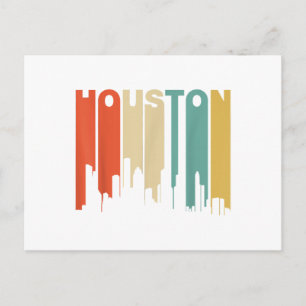 Retro-Houston-Texas-Skyline im Stil der 1970er Jah Feiertagspostkarte