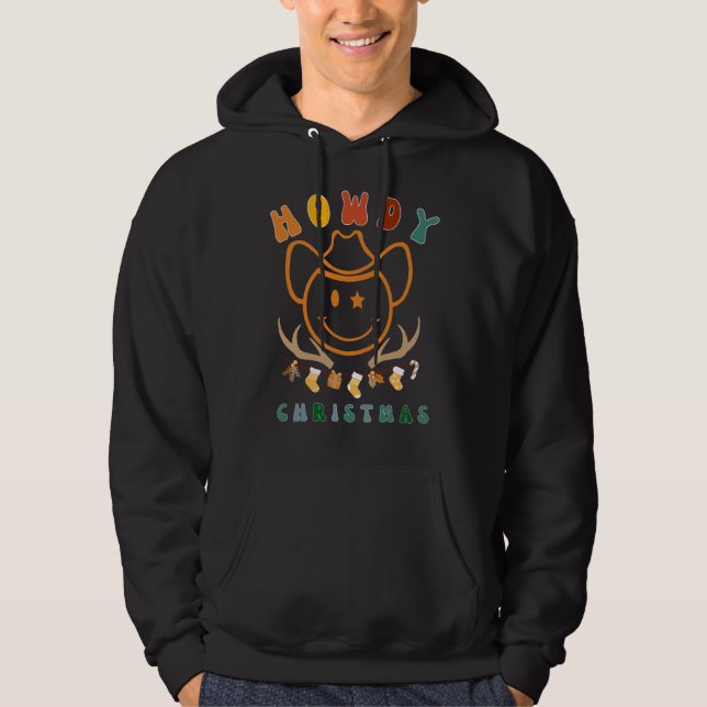 Retro Howdy Christmas Hoodie (Vorderseite)