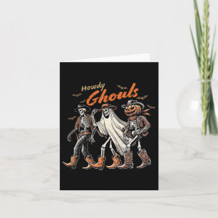 Retro Howdy Ghouls Skeleton Cowboy Western Rodeo H Karte