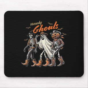 Retro Howdy Ghouls Skeleton Cowboy Western Rodeo H Mousepad