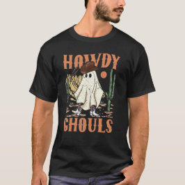 Retro Howdy Ghouls Western Halloween Ghost Spooky T-Shirt