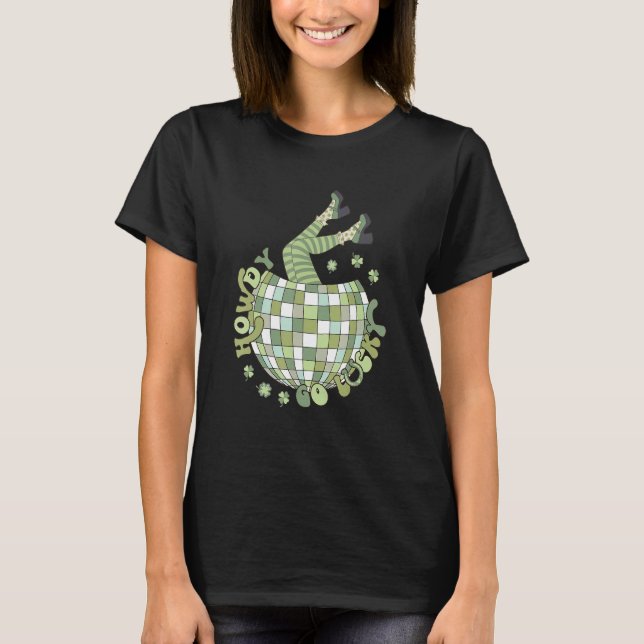 Retro Howdy Go Lucky St Patricks Day Disco Ball Lu T-Shirt (Vorderseite)