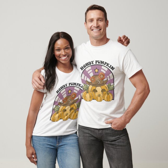 Retro Howdy Pumpkin - Fall T - Shirt (Unisex)
