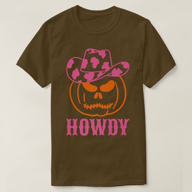 Retro Howdy Pumpkin Herbst Western Halloween T-Shirt (Design vorne)