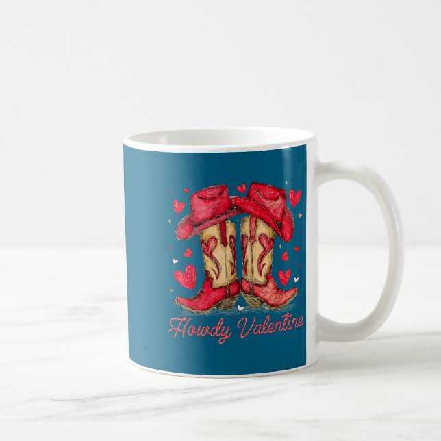 Retro Howdy Valentine Cowboy Boots Western Valenti Kaffeetasse (Rechts)