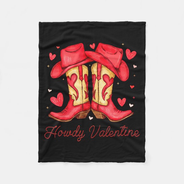 Retro Howdy Valentine Western Valentines Day Cowbo Fleecedecke (Vorderseite)
