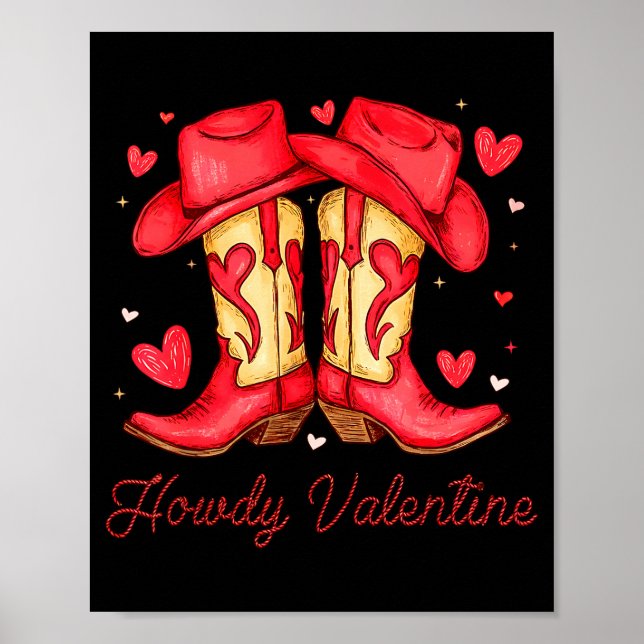 Retro Howdy Valentine Western Valentines Day Cowbo Poster (Vorne)