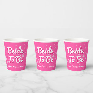 Retro Hübsch rosa Malibu Stars Brautparty Pappbecher