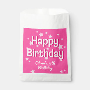 Retro Hübsch rosa Sterne Happy Birthday Geschenktütchen