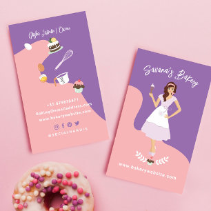 Retro Hübsche Frau Süße Bäckerei Dienstleistungen  Visitenkarte