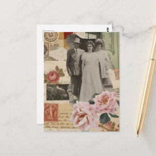 Retro-hübsche Großeltern Mixed-Media-Collage Postkarte