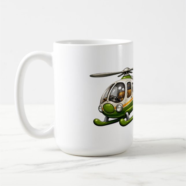 Retro-Hubschrauber-Pilot-Junge mit Vintage-Chopper Kaffeetasse (Links)