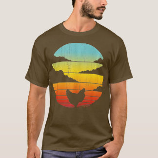 Retro-Huhn im Sonnenuntergang der 60er 70er Jahre, T-Shirt
