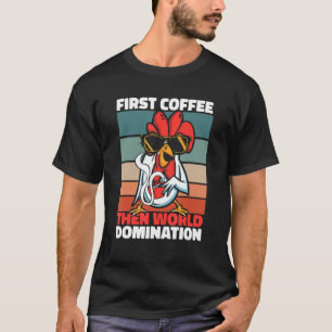 Retro-Huhn-Kaffee-Sonnenbrille-Eier Bauernhof Vint T-Shirt