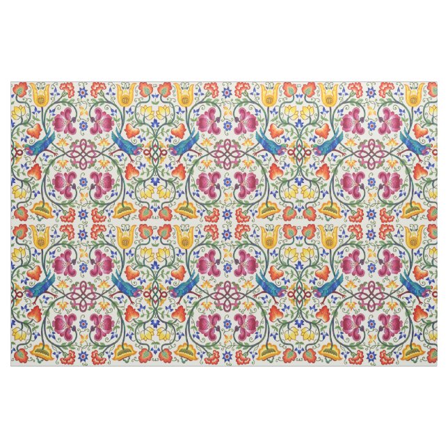 Retro-Hühner im Blumengarten-Muster Stoff (Fat Quarter (45,7 x 55,9 cm))