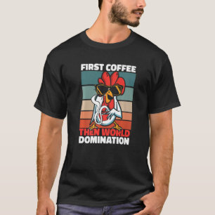 Retro-Hühner-Kaffee-Sonnenbrille-Eier Bauernhof Vi T-Shirt