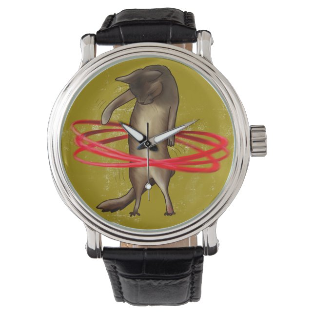 Retro Hula Cat - Watch Armbanduhr (Vorderseite)