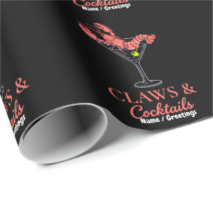 Retro-Hummer-Martini-Klauen und Cocktails Küste Geschenkpapier