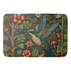 Retro hummingbird art nouveau boho chic badematte