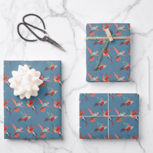 Retro Hummingbird Pattern Geschenkpapier Set