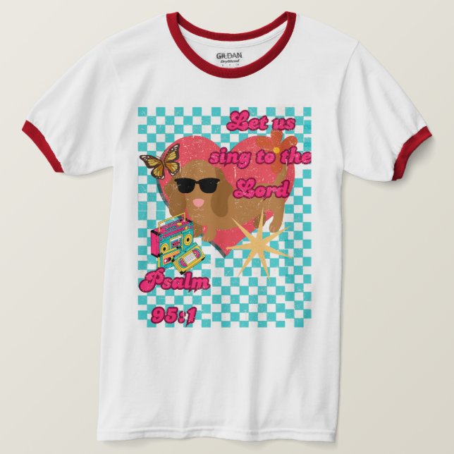 Retro-Hund Bibel Vers Abschlag unisex T-Shirt (Design vorne)