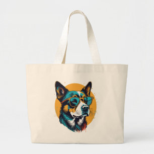 Retro-Hund mit Sonnenbrille Jumbo Stoffbeutel