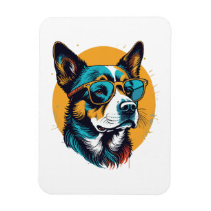 Retro-Hund mit Sonnenbrille Magnet