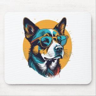 Retro-Hund mit Sonnenbrille Mousepad