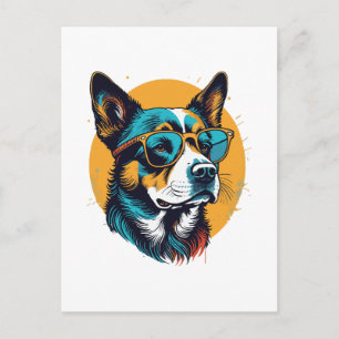 Retro Hund mit Sonnenbrille Postkarte