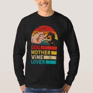 Retro Hund Mutter Dackel Wein Hundstag Mutter T-Shirt