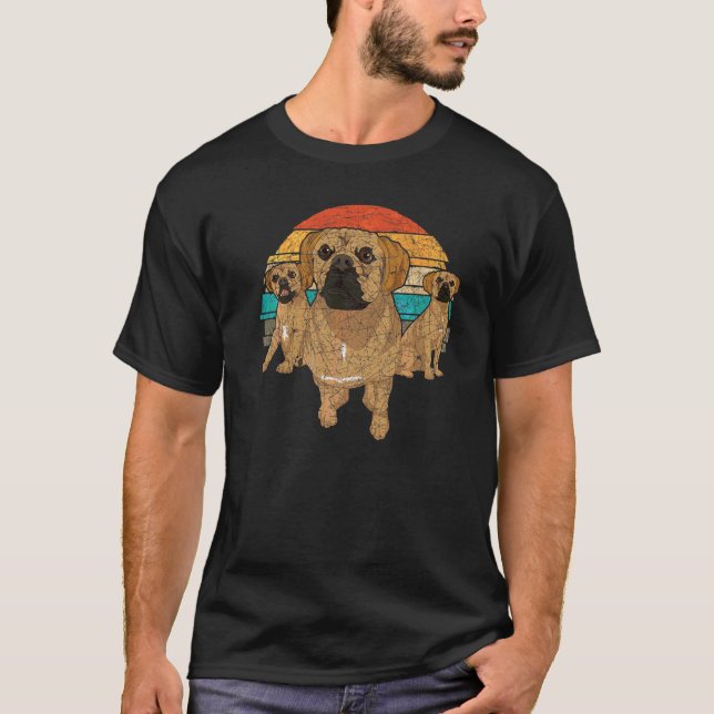 Retro-Hund  Puggle T-Shirt (Vorderseite)