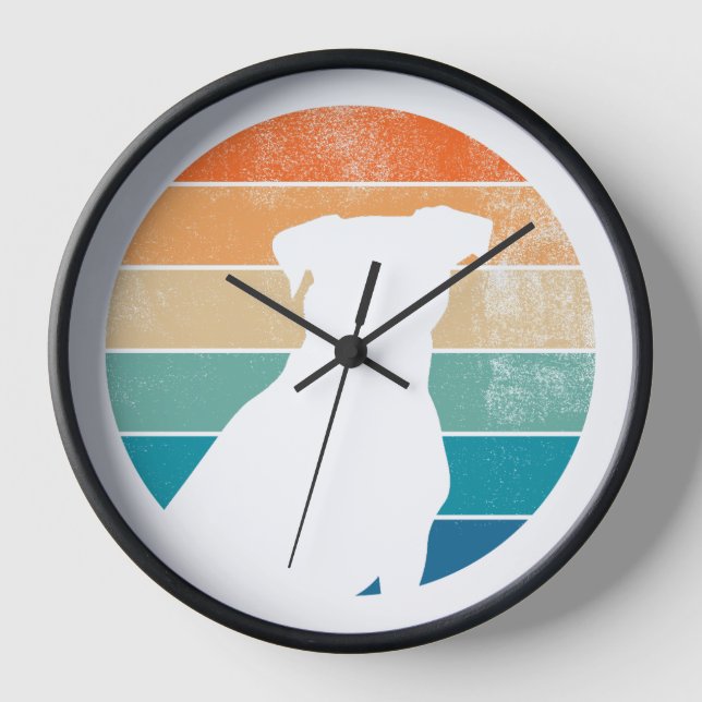 Retro Hund Silhouette Uhr - Vintager Halt (Vorderseite)