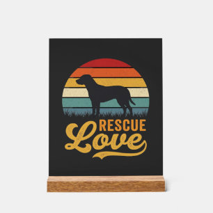 Retro-Hund Sonnenuntergang Rescue Love_1 Acrylschild