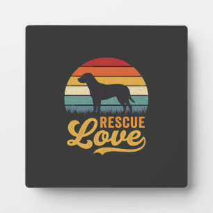 Retro-Hund Sonnenuntergang Rescue Love_1 Fotoplatte