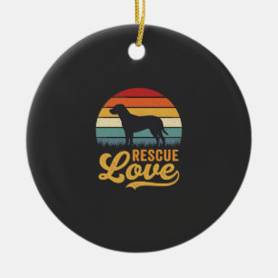 Retro-Hund Sonnenuntergang Rescue Love_1 Keramik Ornament