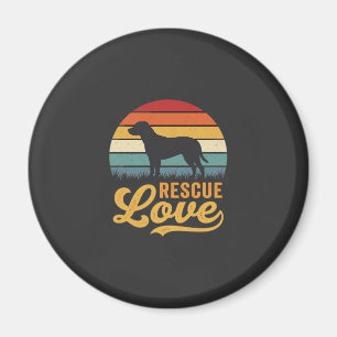 Retro-Hund Sonnenuntergang Rescue Love_1 Magnet