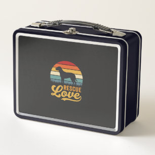Retro-Hund Sonnenuntergang Rescue Love_1 Metall Brotdose