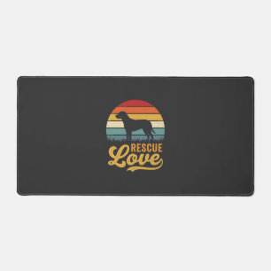 Retro-Hund Sonnenuntergang Rescue Love_1 Schreibtischunterlage