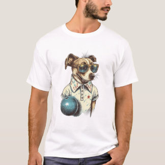 Retro-Hund spielt Bowling T-Shirt