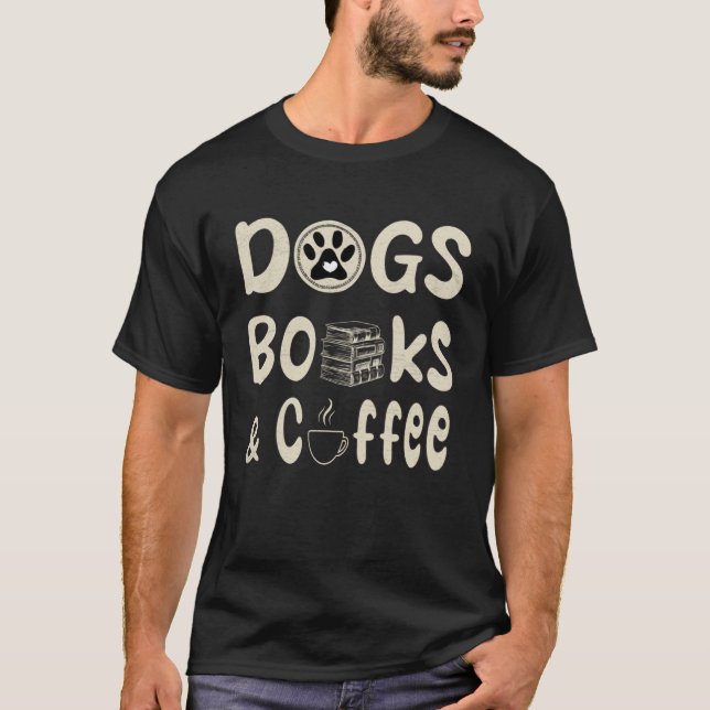 Retro-Hunde buchen Kaffee T-Shirt (Vorderseite)