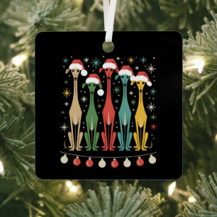 Retro-Hunde im Stil der Mitte des 20. Jahrhunderts Ornament Aus Metall