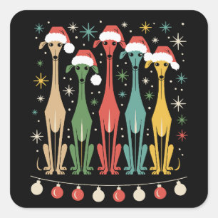 Retro-Hunde im Stil der Mitte des 20. Jahrhunderts Quadratischer Aufkleber